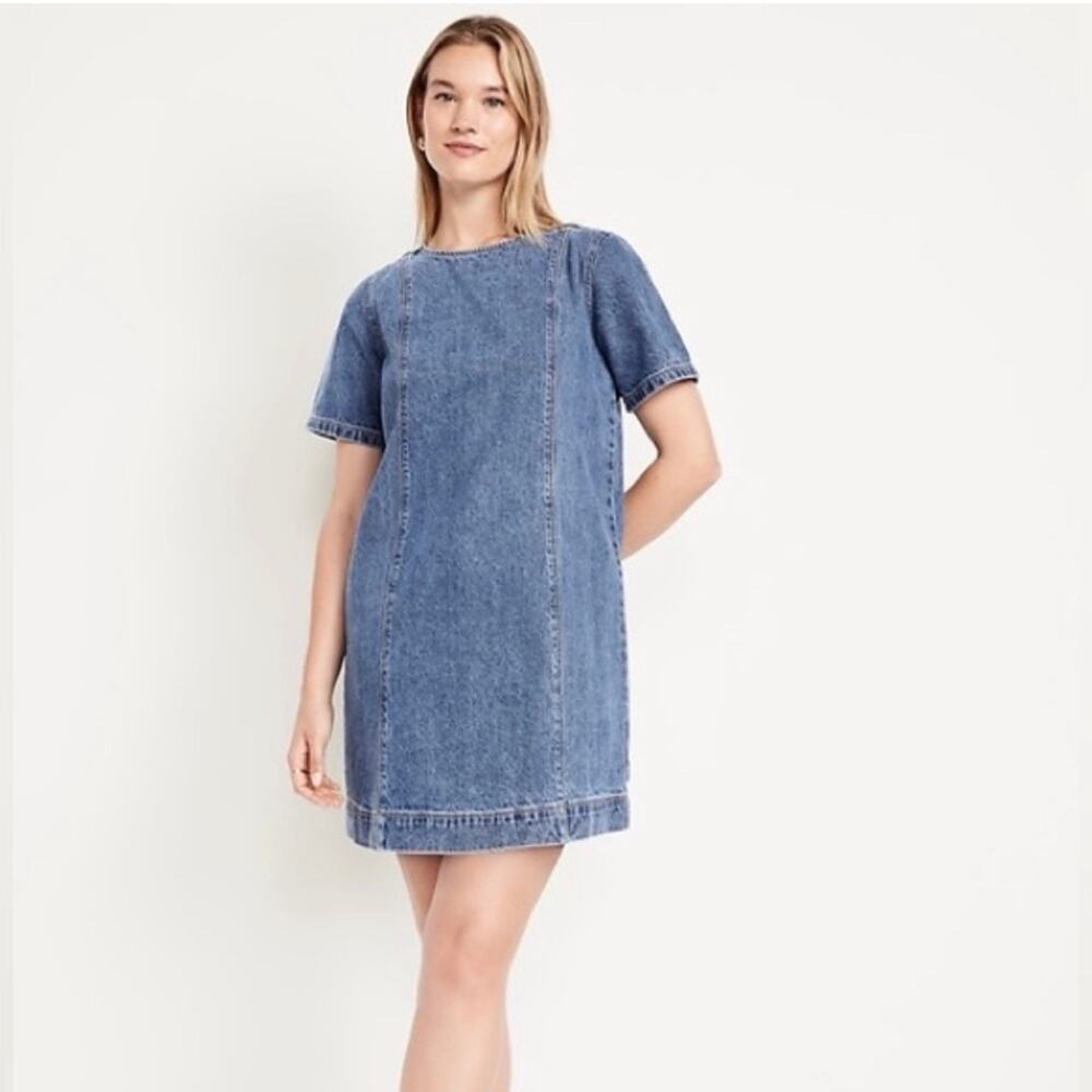 Old Navy Denim Shift Mini Dress 3x Cotton Western Capsule Prairie Country Chic